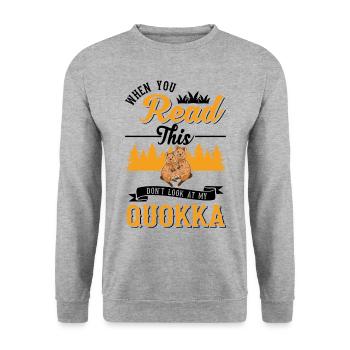 Quokka Cadeau Kangourou à queue courte - Sweat-shirt Unisexe - gris chiné - Devant - Alina (178cm) & Michal (187cm)
