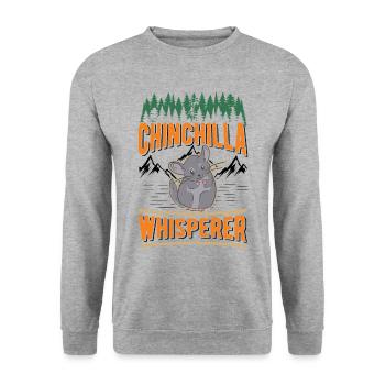 Chinchilla Flüsterer Chinchilla Whisperer - Unisex Pullover - Weißgrau meliert - Vorne - Alina (178cm) & Michal (187cm)