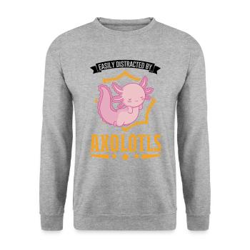 Facilement distrait par Axolotls Tail Luch - Sweat-shirt Unisexe - gris chiné - Devant - Alina (178cm) & Michal (187cm)