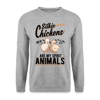 Silk Chicken Spirit Animal Silkie Chicken - Sweat-shirt Unisexe - gris chiné - Devant - Alina (178cm) & Michal (187cm)