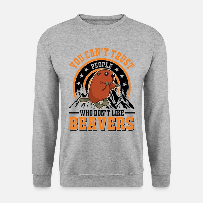 Biber Geschenk Biberdamm - Unisex Pullover - Weißgrau meliert