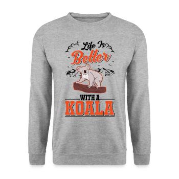 Life is better with a Koala Koala Bear - Unisex Sweatshirt - salt & pepper - Front - Alina (178cm) & Michal (187cm)