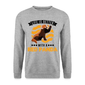 La vie est meilleure avec un panda roux roter panda - Sweat-shirt Unisexe - gris chiné - Devant - Alina (178cm) & Michal (187cm)
