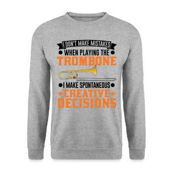 Trombone Creative Decisions Tromboniste - Sweat-shirt Unisexe - gris chiné - Devant - Alina (178cm) & Michal (187cm)