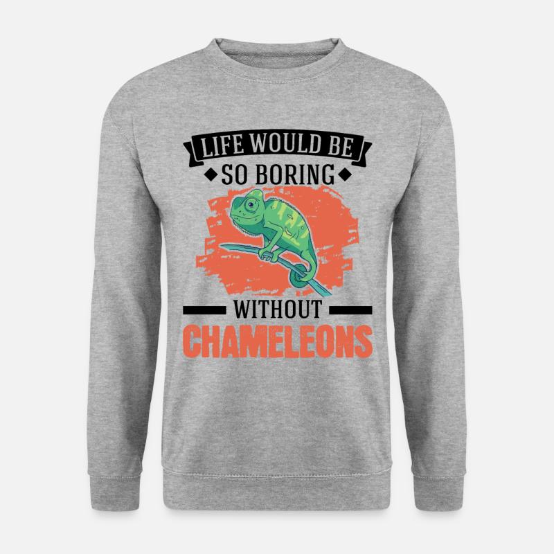 Chamäleon Geschenk Chameleon - Unisex Pullover - Weißgrau meliert