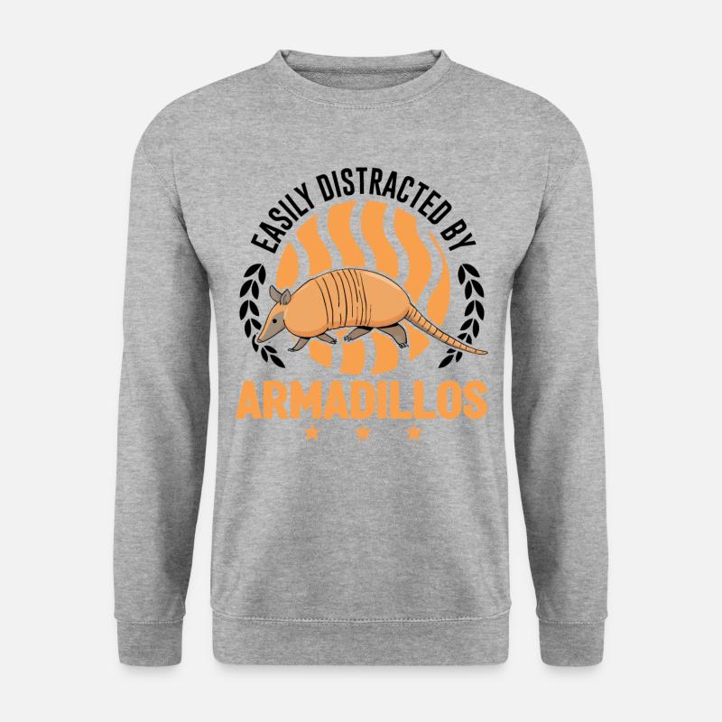 Easily distracted by Armadillos Gürteltier - Unisex Pullover - Weißgrau meliert