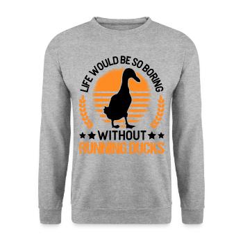 Indian Running Gift Running Duck - Unisex Sweatshirt - salt & pepper - Front - Alina (178cm) & Michal (187cm)