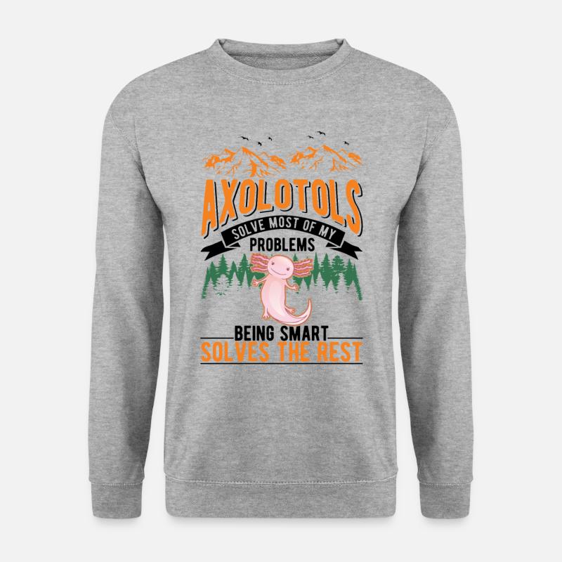 Axolotl Geschenk Schwanzlurch - Unisex Pullover - Weißgrau meliert