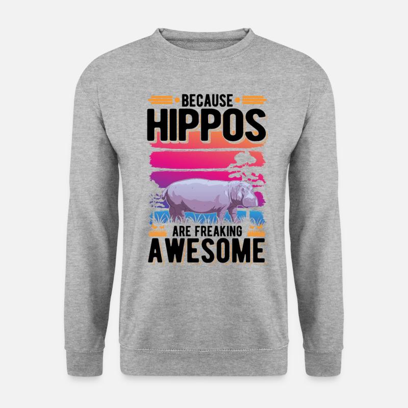 Nilpferd Geschenk Hippo Flusspferd - Unisex Pullover - Weißgrau meliert