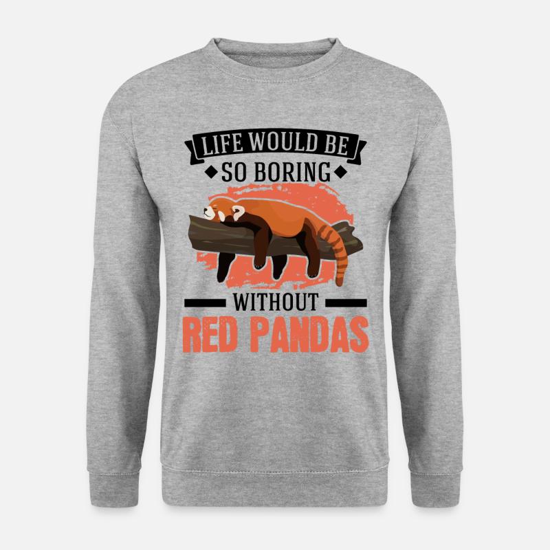 Roter Panda Geschenk Red Panda - Unisex Pullover - Weißgrau meliert