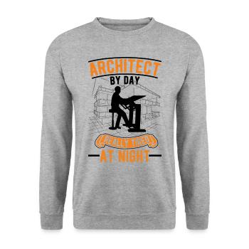 Architect by day really tired at night Architekt - Unisex Pullover - Weißgrau meliert - Vorne - Alina (178cm) & Michal (187cm)