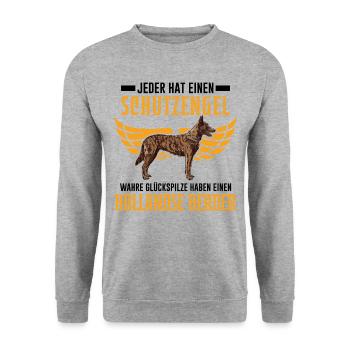 Hollandse Herder Schutzengel Herderdshond - Unisex Pullover - Weißgrau meliert - Vorne - Alina (178cm) & Michal (187cm)