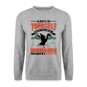 Indian Running Gift Running Duck - Unisex Sweatshirt - salt & pepper - Front - Alina (178cm) & Michal (187cm)