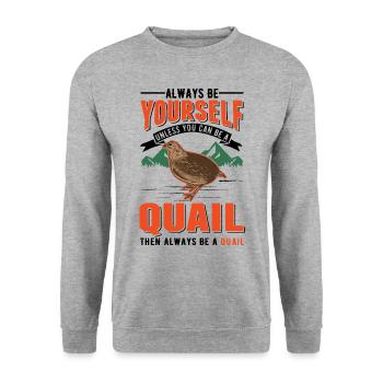 Always be yourself Quail Wachtel - Unisex Pullover - Weißgrau meliert - Vorne - Alina (178cm) & Michal (187cm)