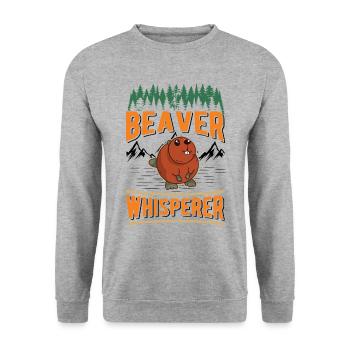 Biber Flüsterer Beaver Whisperer - Unisex Sweatshirt - salt & pepper - Front - Alina (178cm) & Michal (187cm)