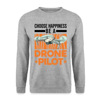 Drone Pilote Cadeau Drone Quadcopter - Sweat-shirt Unisexe - gris chiné - Devant - Alina (178cm) & Michal (187cm)