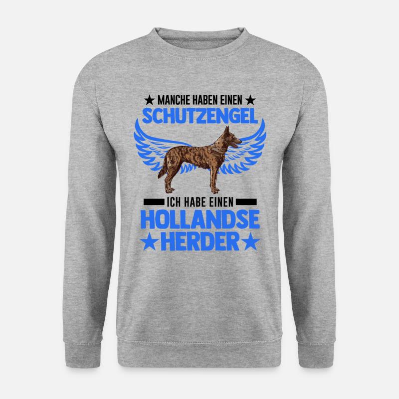 Hollandse Herder Schutzengel Herderdshond - Unisex Pullover - Weißgrau meliert