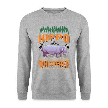 Hippo Whisperer Hippo Hippo Hippo - Unisex Sweatshirt - salt & pepper - Front - Alina (178cm) & Michal (187cm)