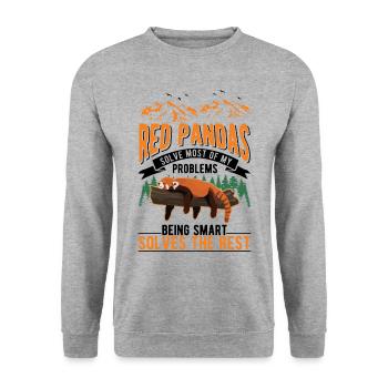 Red Panda Gift Cat Bear - Unisex Sweatshirt - salt & pepper - Front - Alina (178cm) & Michal (187cm)