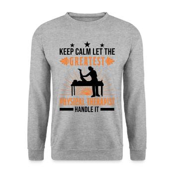 Best Physiotherapist Physiotherapy Physio - Unisex Sweatshirt - salt & pepper - Front - Alina (178cm) & Michal (187cm)