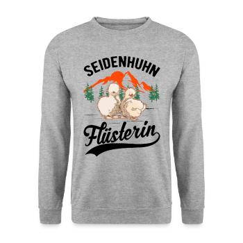Seidenhuhn Flüsterin Seidenhuhn Flüsterer Silkie - Unisex Pullover - Weißgrau meliert - Vorne - Alina (178cm) & Michal (187cm)