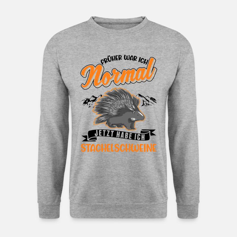 Stachelschwein Geschenk Porcupine - Unisex Pullover - Weißgrau meliert