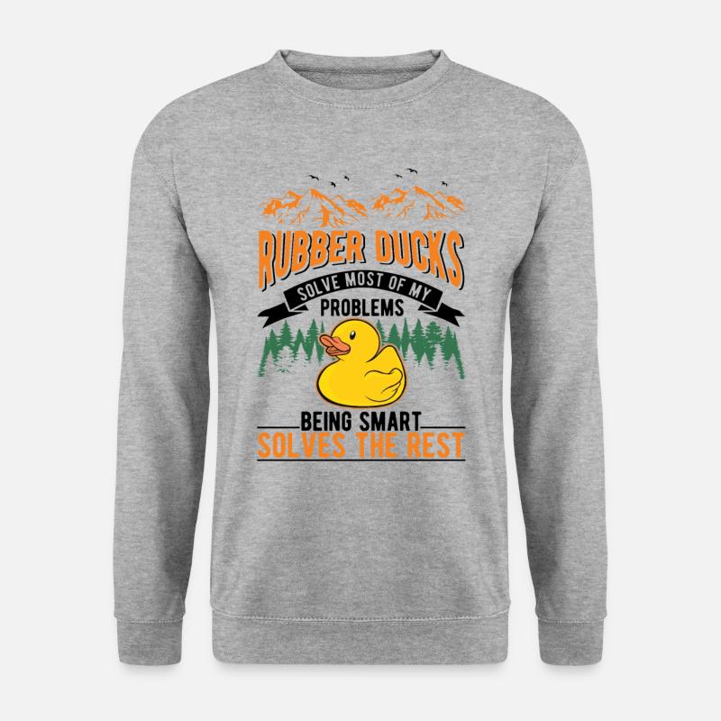 Gummiente Geschenk Quietscheente Badeente - Unisex Pullover - Weißgrau meliert