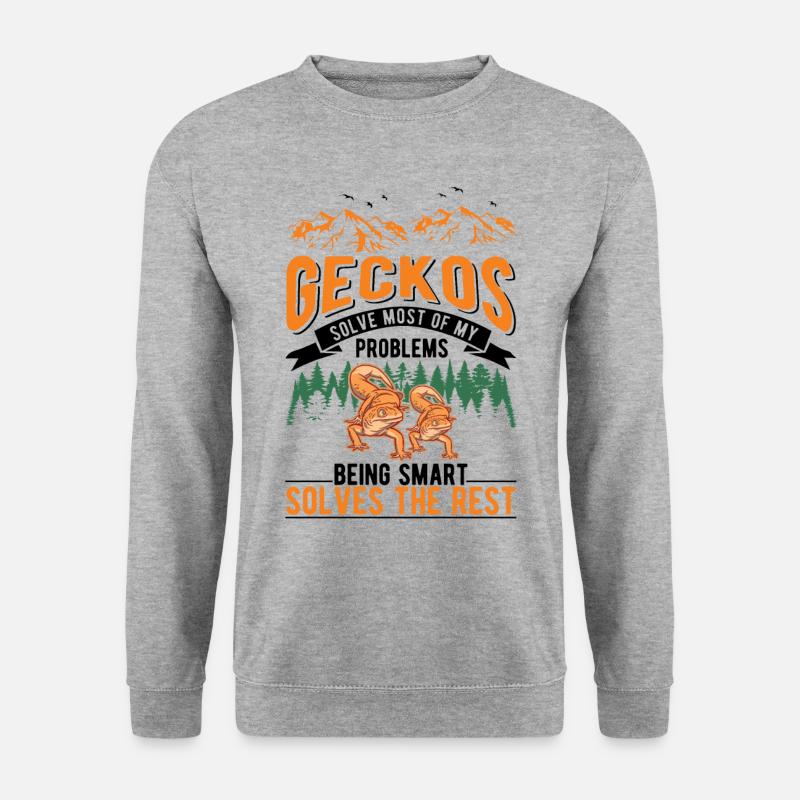 Gecko Geschenk Leopardgecko - Unisex Pullover - Weißgrau meliert