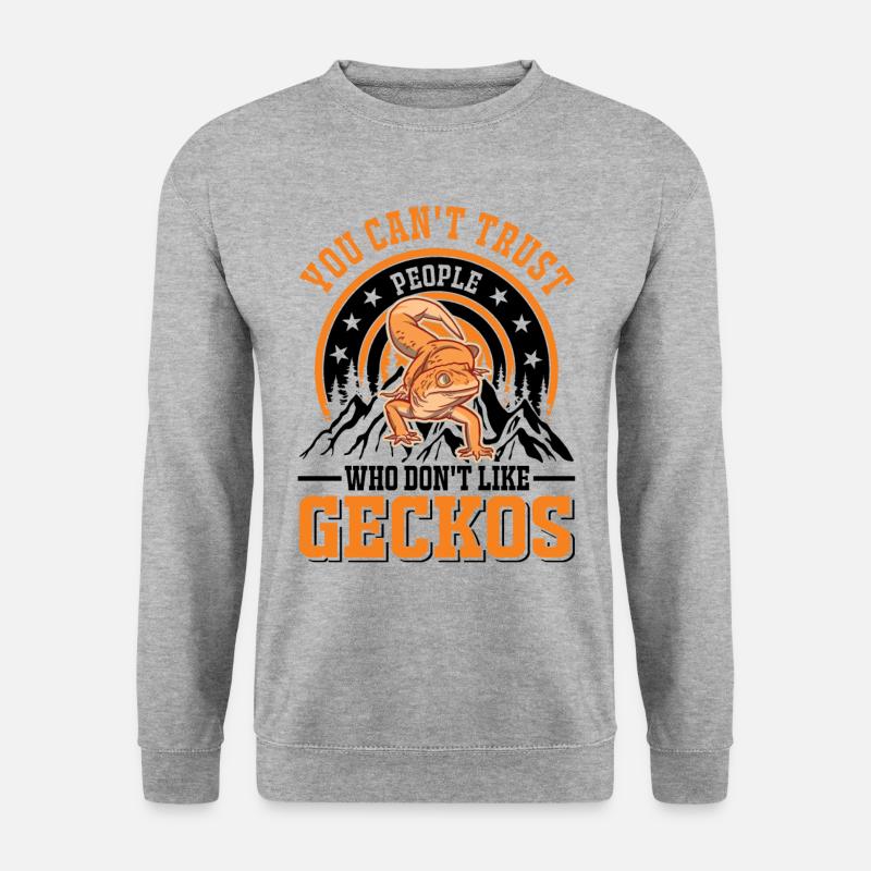 Gecko Geschenk Leopardgecko - Unisex Pullover - Weißgrau meliert
