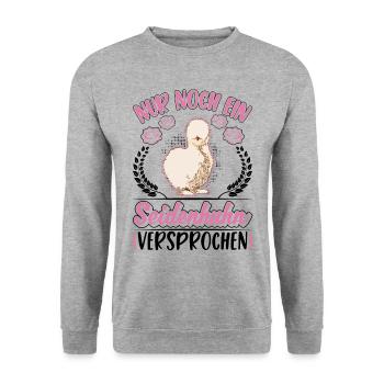 Nur noch ein Seidenhuhn Versprochen - Unisex Pullover - Weißgrau meliert - Vorne - Alina (178cm) & Michal (187cm)