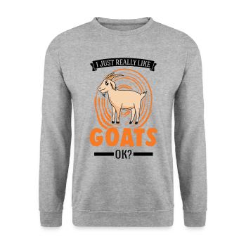 J’aime vraiment Goats Goat Host Goat - Sweat-shirt Unisexe - gris chiné - Devant - Alina (178cm) & Michal (187cm)