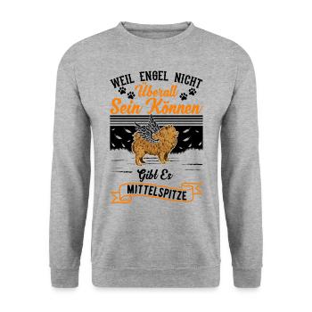 Mittelspitz Engel - Unisex Pullover - Weißgrau meliert - Vorne - Alina (178cm) & Michal (187cm)