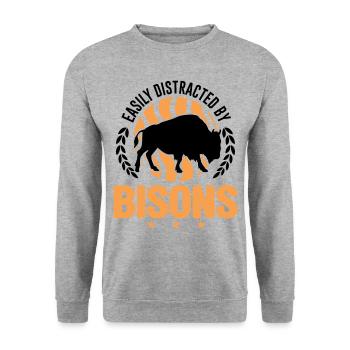 Easily distracted by Bison's Water Buffalo Buffalo Buffalo - Unisex Sweatshirt - salt & pepper - Front - Alina (178cm) & Michal (187cm)