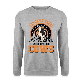 Cow Gift Farmer Cattle Breeder Vaches - Sweat-shirt Unisexe - gris chiné - Devant - Alina (178cm) & Michal (187cm)
