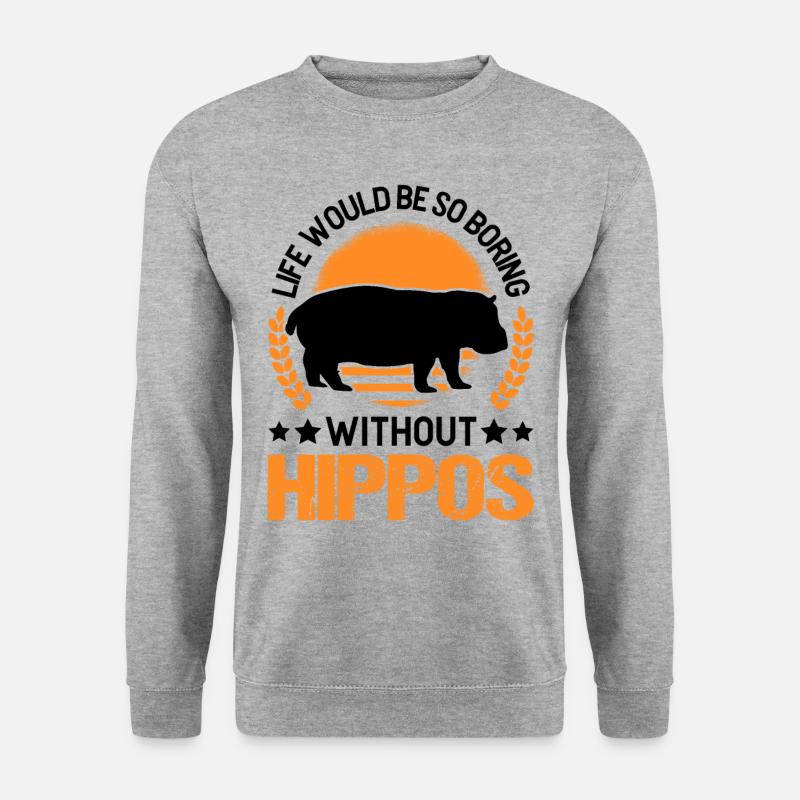 Nilpferd Geschenk Hippo Flusspferd - Unisex Pullover - Weißgrau meliert