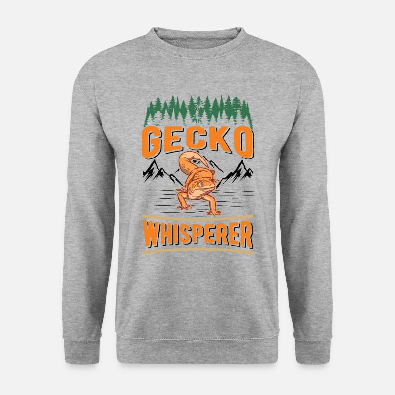Geckoflüsterer Gecko Whisperer Leopardgecko - Unisex Pullover - Weißgrau meliert