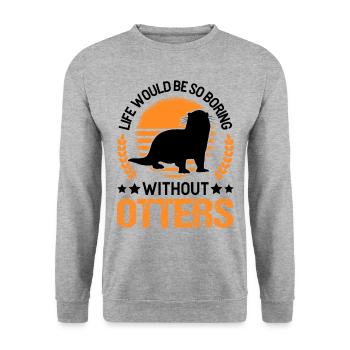 Otter Gift Otter Sea Otter - Unisex Sweatshirt - salt & pepper - Front - Alina (178cm) & Michal (187cm)