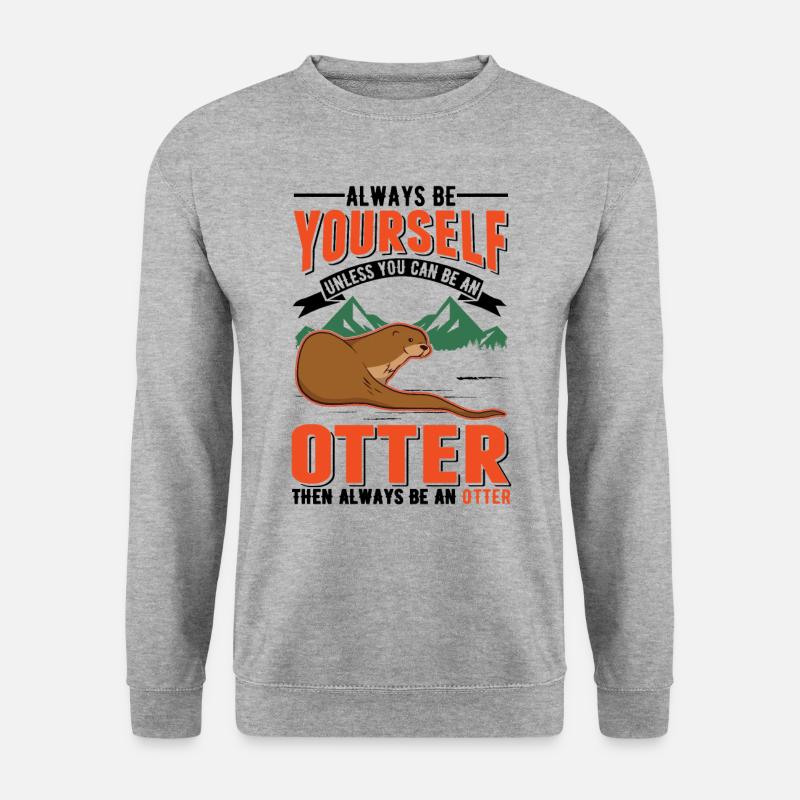 Otter Fischotter Seeotter - Unisex Pullover - Weißgrau meliert