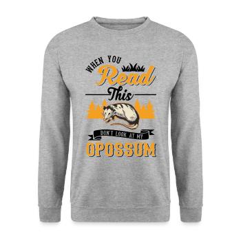Opossum Gift Possum Pouch Rat - Unisex Sweatshirt - salt & pepper - Front - Alina (178cm) & Michal (187cm)