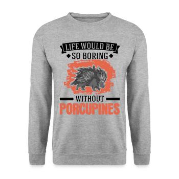 Porcupine Gift Porcupine - Unisex Sweatshirt - salt & pepper - Front - Alina (178cm) & Michal (187cm)
