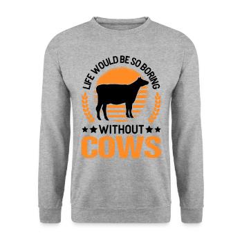 La vie serait si ennuyeuse sans Cows Kuh - Sweat-shirt Unisexe - gris chiné - Devant - Alina (178cm) & Michal (187cm)