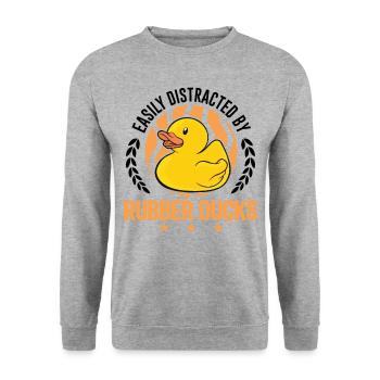 Facilement distrait par Rubber Ducks Rubber Duck - Sweat-shirt Unisexe - gris chiné - Devant - Alina (178cm) & Michal (187cm)