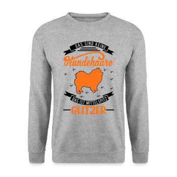 Mittelspitz Glitzer - Unisex Pullover - Weißgrau meliert - Vorne - Alina (178cm) & Michal (187cm)