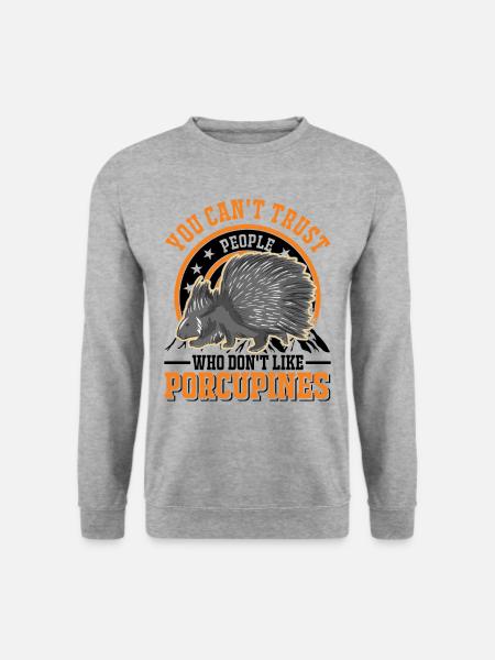 Stachelschwein Liebhaber Porcupine - Unisex Pullover - Weißgrau meliert