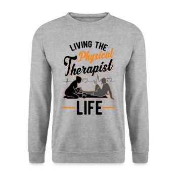 Physiotherapist Gift Physiotherapy Physio - Unisex Sweatshirt - salt & pepper - Front - Alina (178cm) & Michal (187cm)