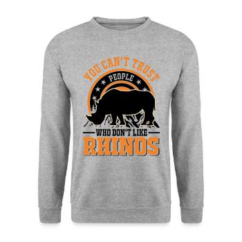 Rhinocéros Cadeau Rhinocéros - Sweat-shirt Unisexe - gris chiné - Devant - Alina (178cm) & Michal (187cm)