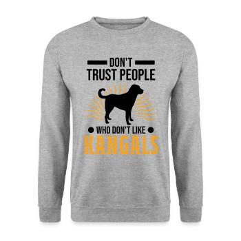 Kangal Geschenk Anatolischer Hirtenhund - Unisex Pullover - Weißgrau meliert - Vorne - Alina (178cm) & Michal (187cm)