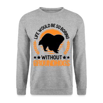 Murmeltier Groundhog Marmot Waldmurmeltier - Unisex Sweatshirt - salt & pepper - Front - Alina (178cm) & Michal (187cm)