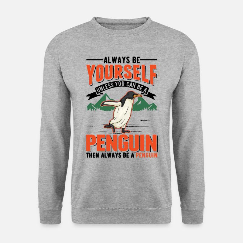 Pinguin Geschenk Penguin - Unisex Pullover - Weißgrau meliert