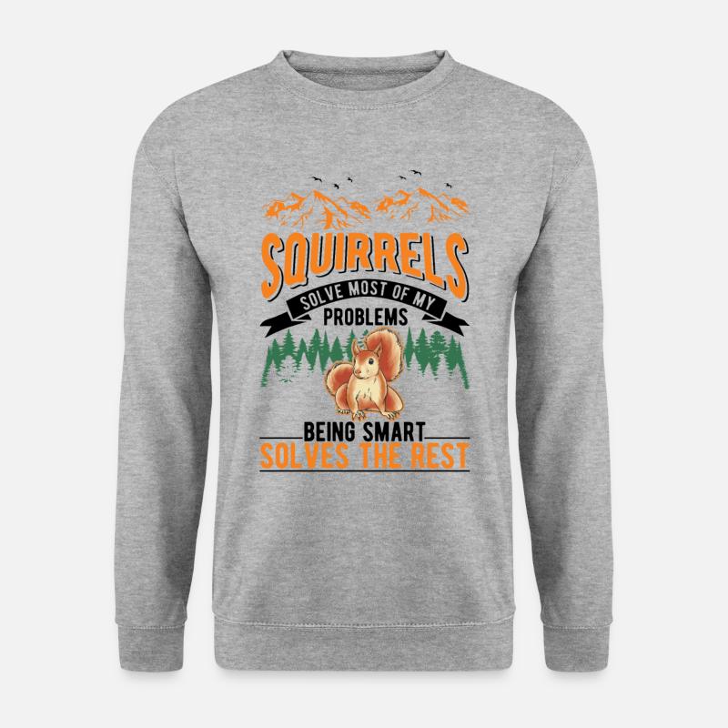 Eichhörnchen Geschenk Grauhörnchen Squirrel - Unisex Pullover - Weißgrau meliert